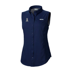 Navy Los Angeles Angels Columbia Women's Tamiami Sleeveless Shirt