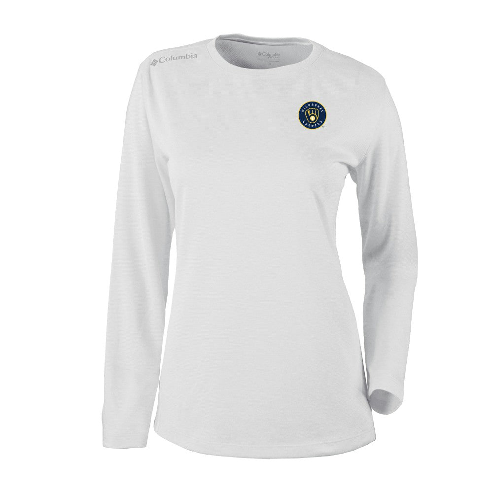 White Milwaukee Brewers Columbia Shotgun Long Sleeve T-Shirt