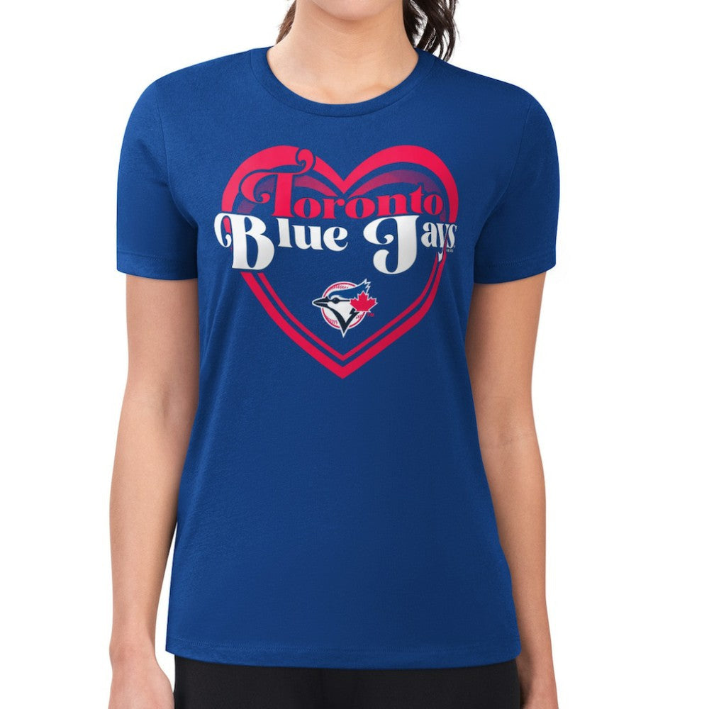 Royal Toronto Blue Jays G-III 4Her by Carl Banks Women's Super-Slim Fit Lightweight Double Heart T-Shirt