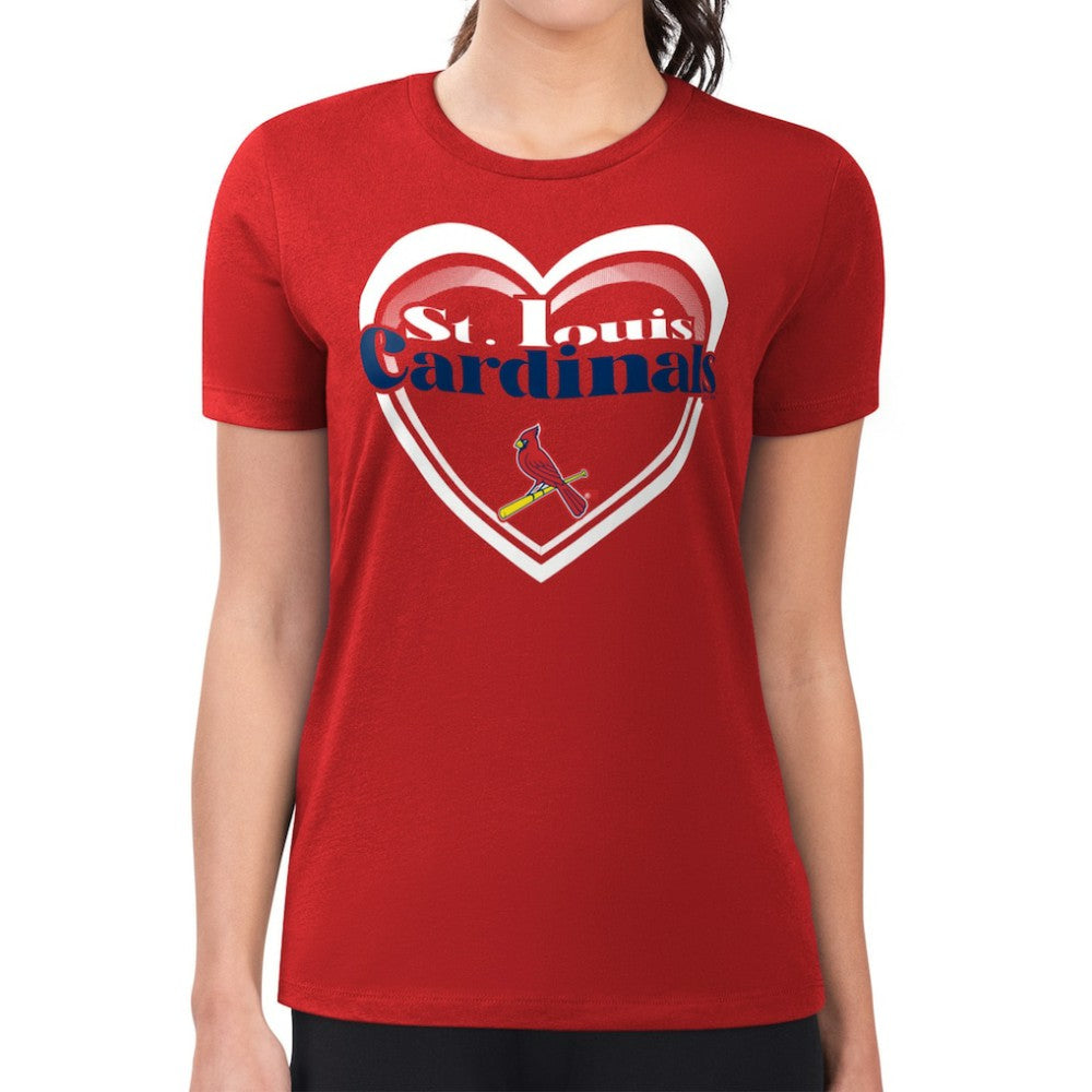Red St. Louis Cardinals G-III 4Her by Carl Banks Women's Super-Slim Fit Lightweight Double Heart T-Shirt