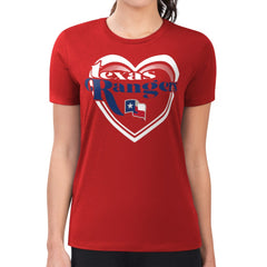 Red Texas Rangers G-III 4Her by Carl Banks Women's Super-Slim Fit Lightweight Double Heart T-Shirt