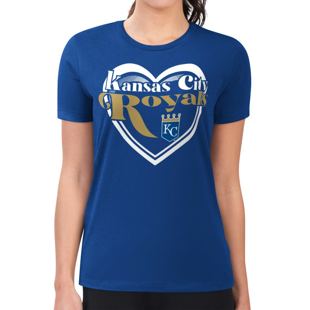 Royal Kansas City Royals G-III 4Her by Carl Banks Women's Super-Slim Fit Lightweight Double Heart T-Shirt