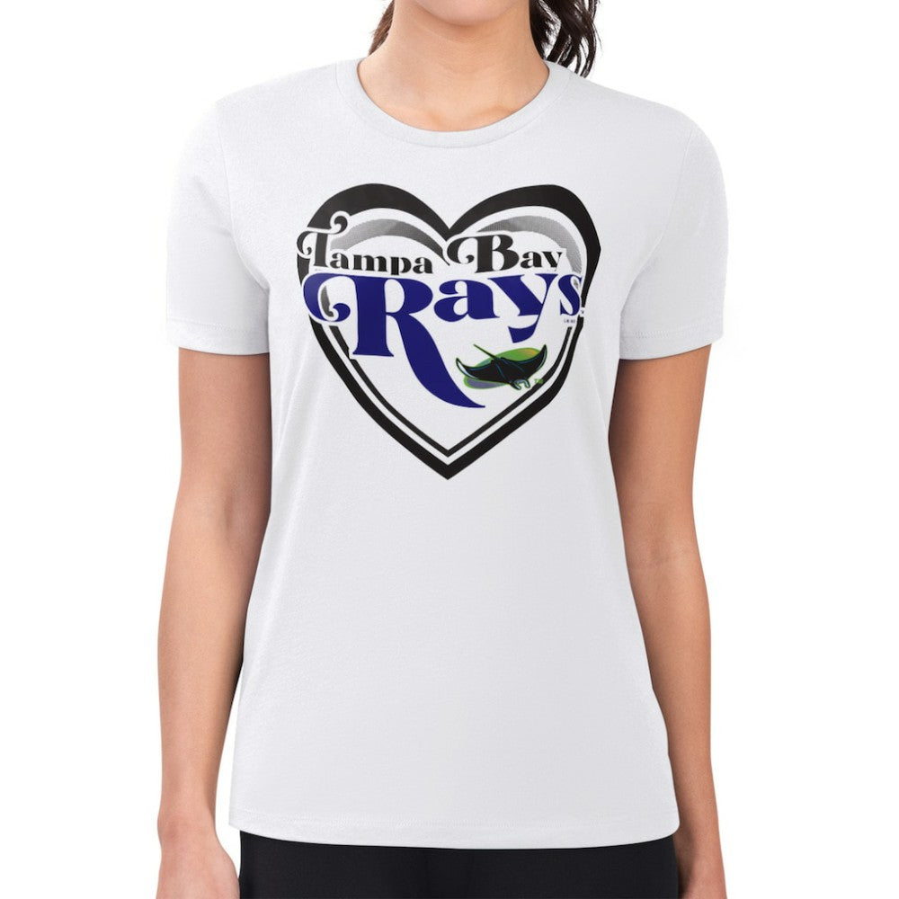 White Tampa Bay Rays G-III 4Her by Carl Banks Women's Super-Slim Fit Lightweight Double Heart T-Shirt