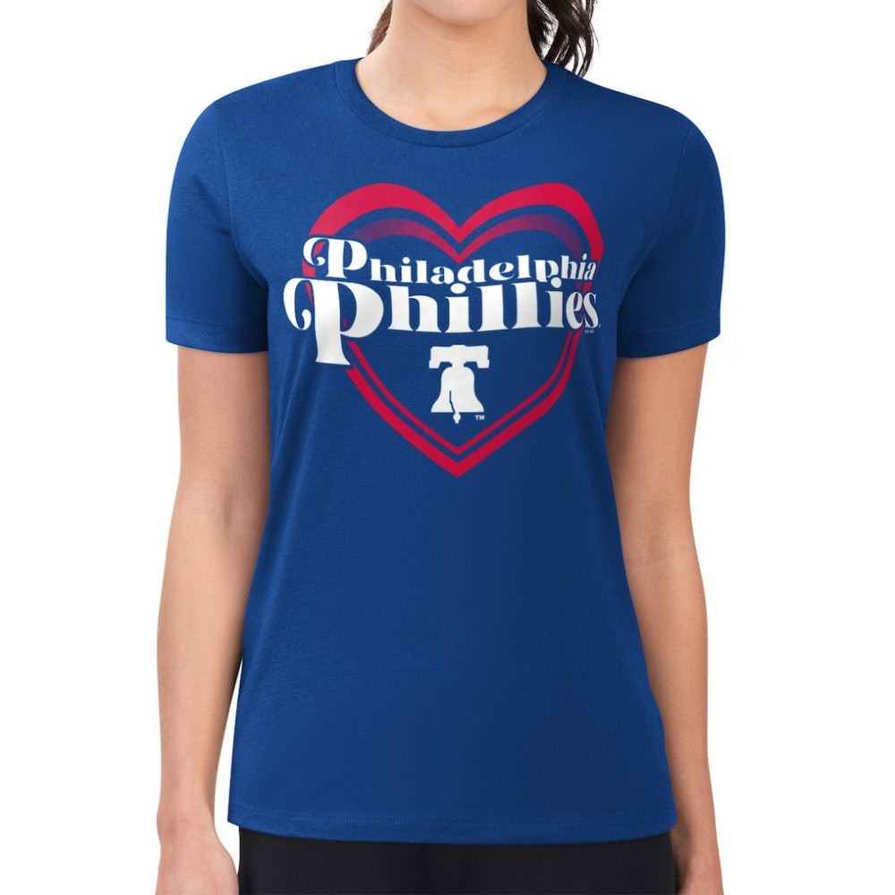 Royal Philadelphia Phillies G-III 4Her by Carl Banks Women's Super-Slim Fit Lightweight Double Heart T-Shirt