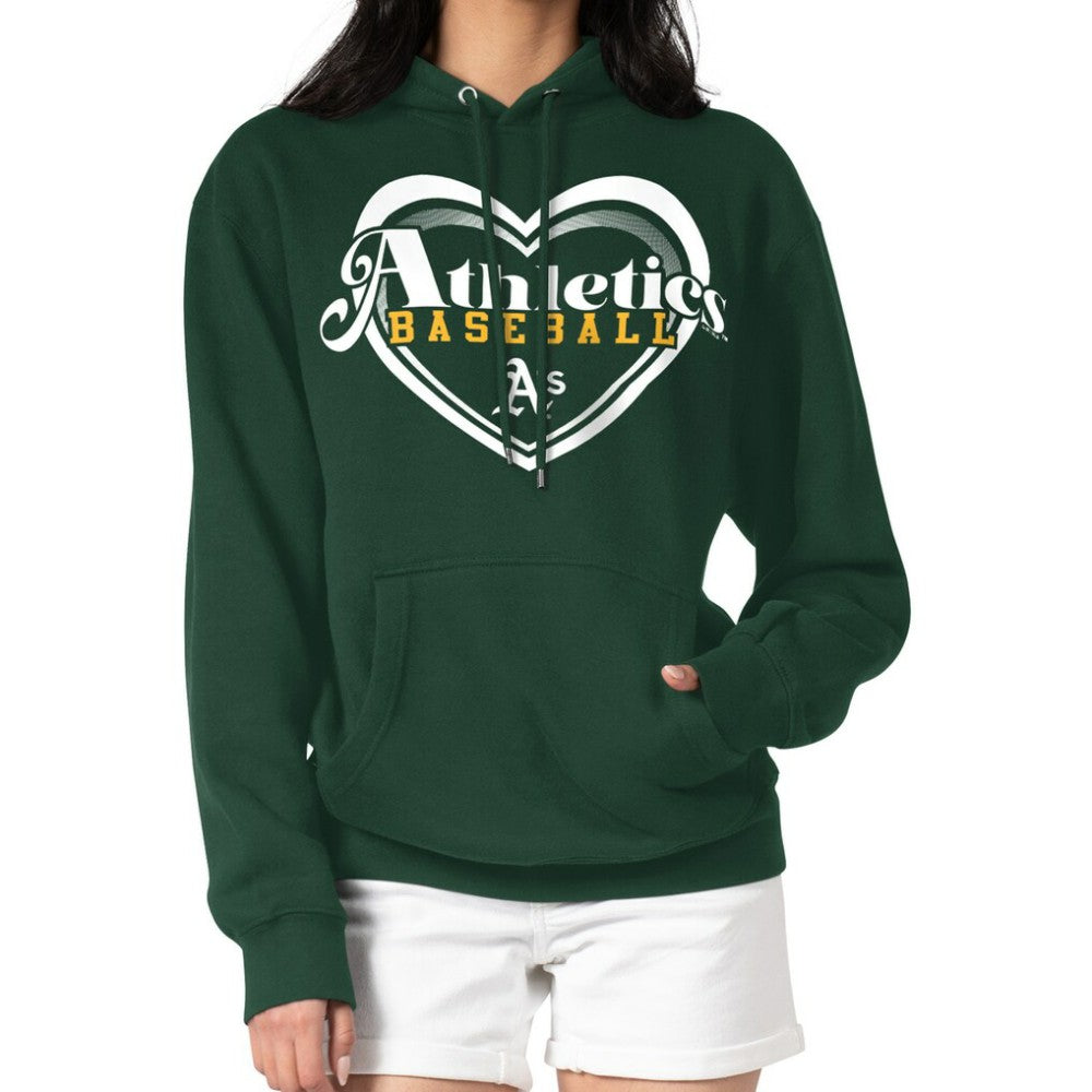 Green Athletics G-III 4Her by Carl Banks Women's Double Heart Fleece Pullover Hoodie