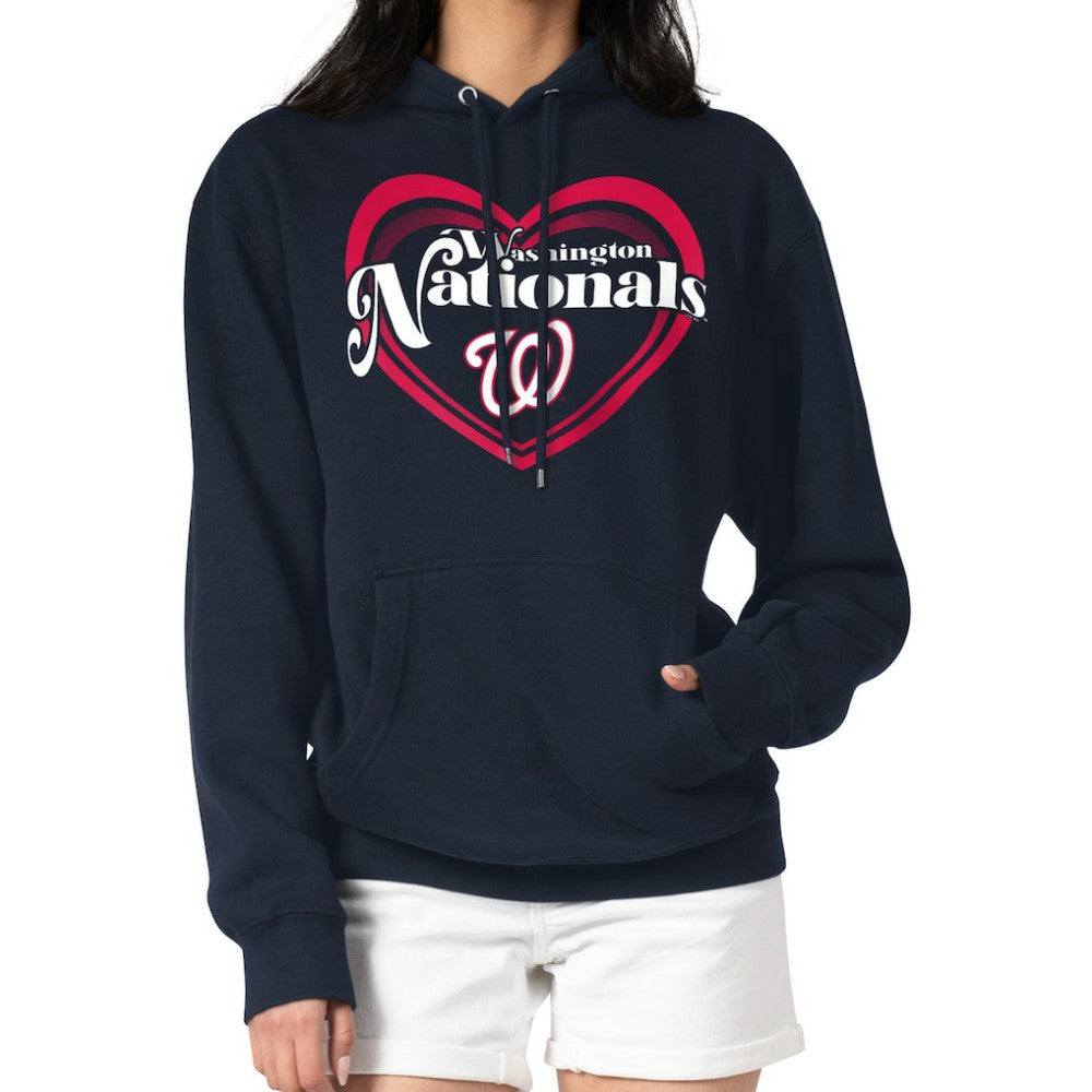Navy Washington Nationals G-III 4Her by Carl Banks Women's Double Heart Fleece Pullover Hoodie