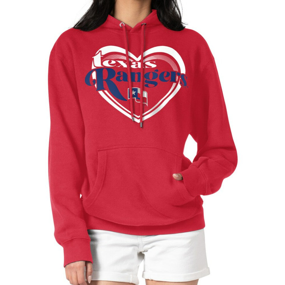 Red Texas Rangers G-III 4Her by Carl Banks Women's Double Heart Fleece Pullover Hoodie
