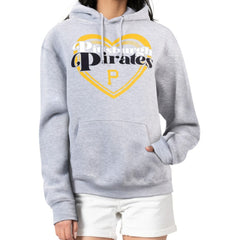 Gray Pittsburgh Pirates G-III 4Her by Carl Banks Women's Double Heart Fleece Pullover Hoodie