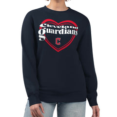 Navy Cleveland Guardians G-III 4Her by Carl Banks Women's Double Heart Fleece Pullover Sweatshirt