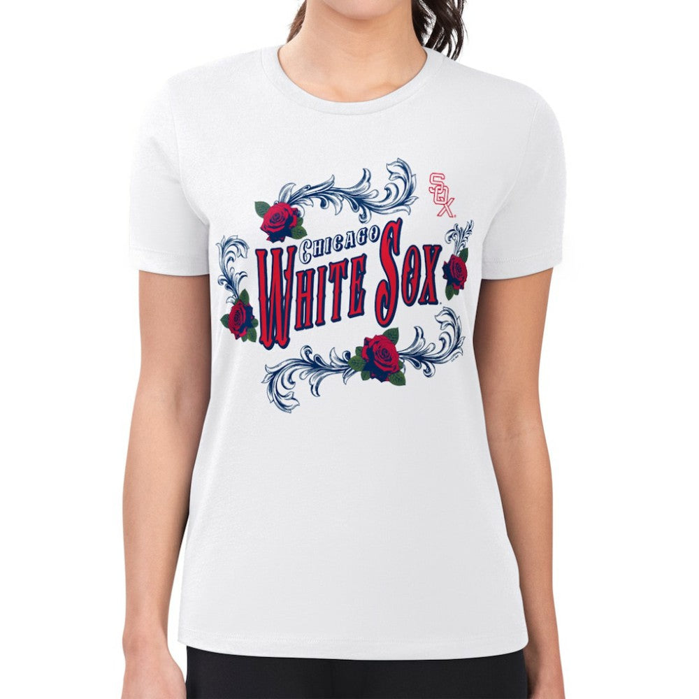 White Chicago White Sox G-III 4Her by Carl Banks Women's Super-Slim Fit Lightweight Retro Roses T-Shirt