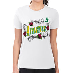 White Athletics G-III 4Her by Carl Banks Women's Super-Slim Fit Lightweight Retro Roses T-Shirt