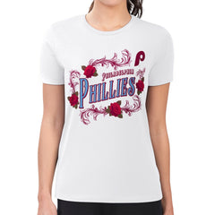 White Philadelphia Phillies G-III 4Her by Carl Banks Women's Super-Slim Fit Lightweight Retro Roses T-Shirt