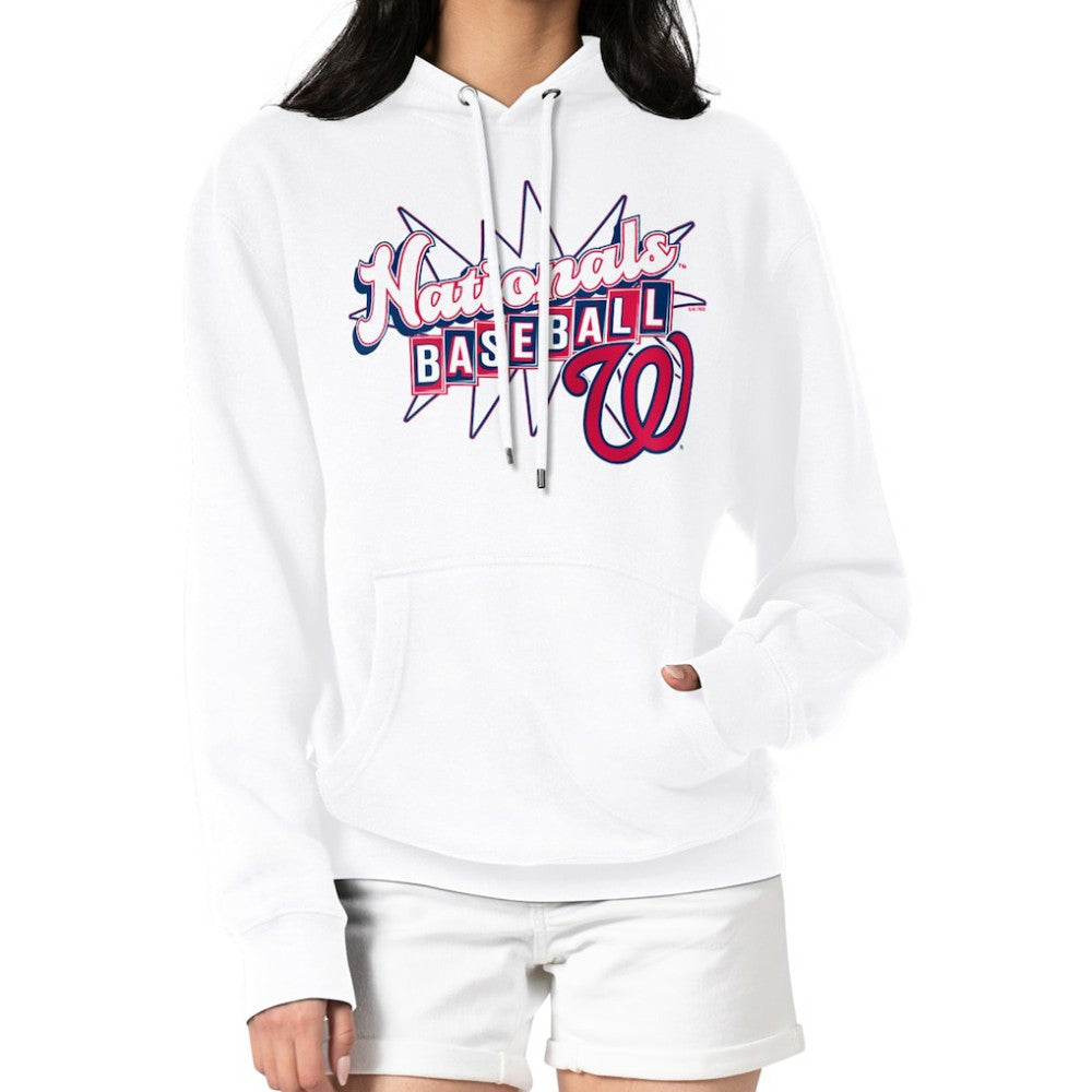 White Washington Nationals Starter Women's Drive-In Pullover Hoodie