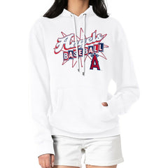 White Los Angeles Angels Starter Women's Drive-In Pullover Hoodie