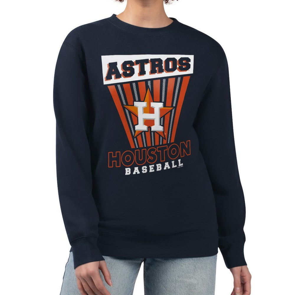 Navy Houston Astros Starter Women's Poster Print Pullover Sweatshirt
