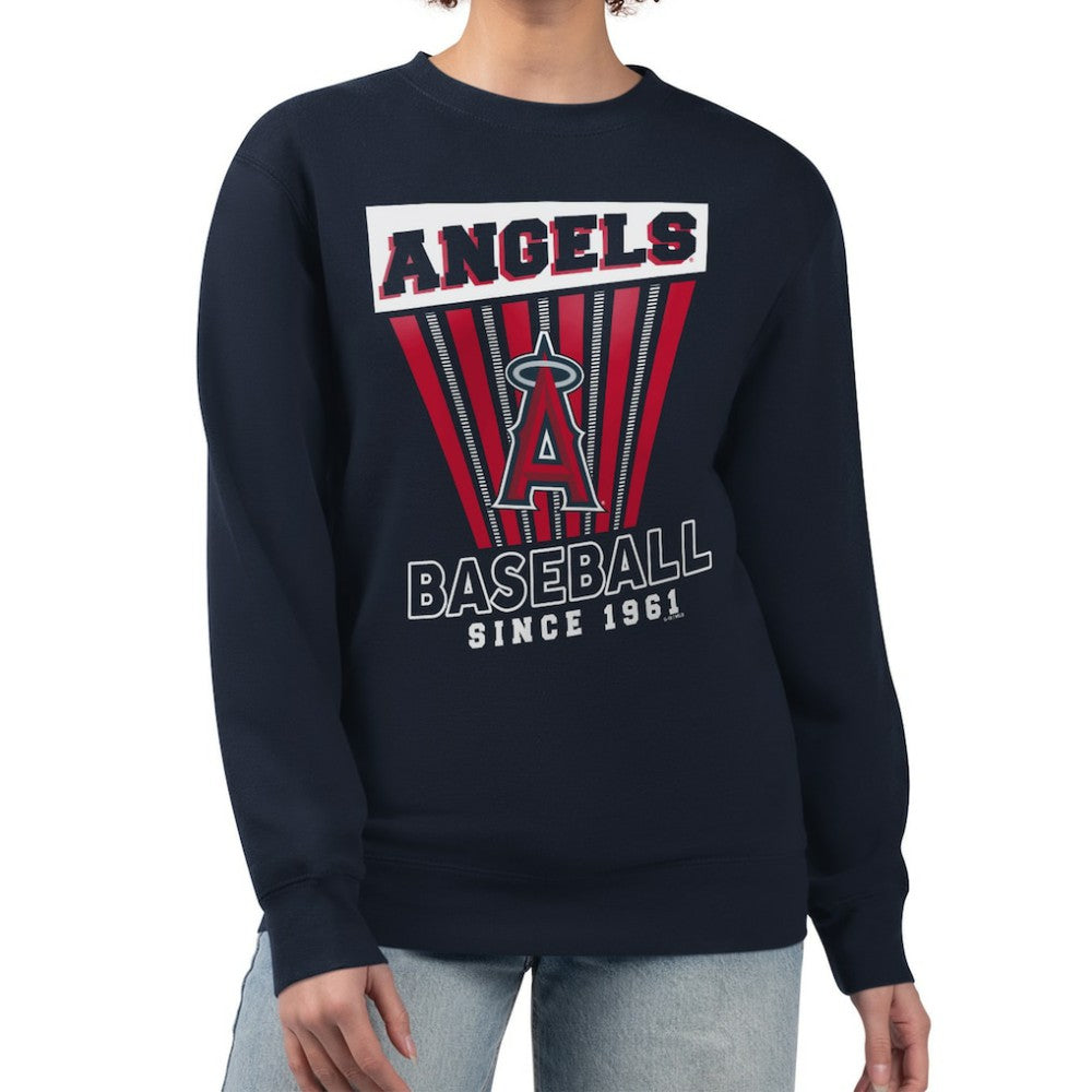 Navy Los Angeles Angels Starter Women's Poster Print Pullover Sweatshirt
