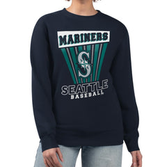 Navy Seattle Mariners Starter Women's Poster Print Pullover Sweatshirt