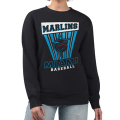 Black Miami Marlins Starter Women's Poster Print Pullover Sweatshirt