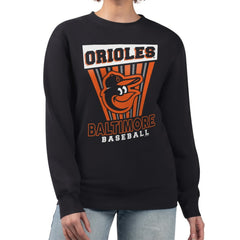 Black Baltimore Orioles Starter Women's Poster Print Pullover Sweatshirt
