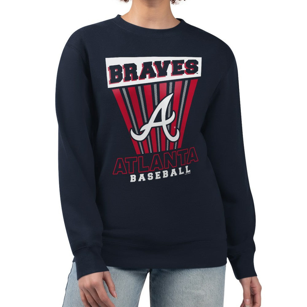 Navy Atlanta Braves Starter Women's Poster Print Pullover Sweatshirt