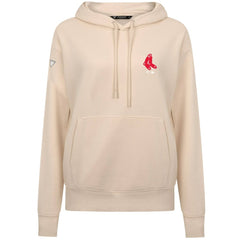 Khaki Boston Red Sox Levelwear Women's Cooperstown Collection Adorn Core Logo Pullover Hoodie