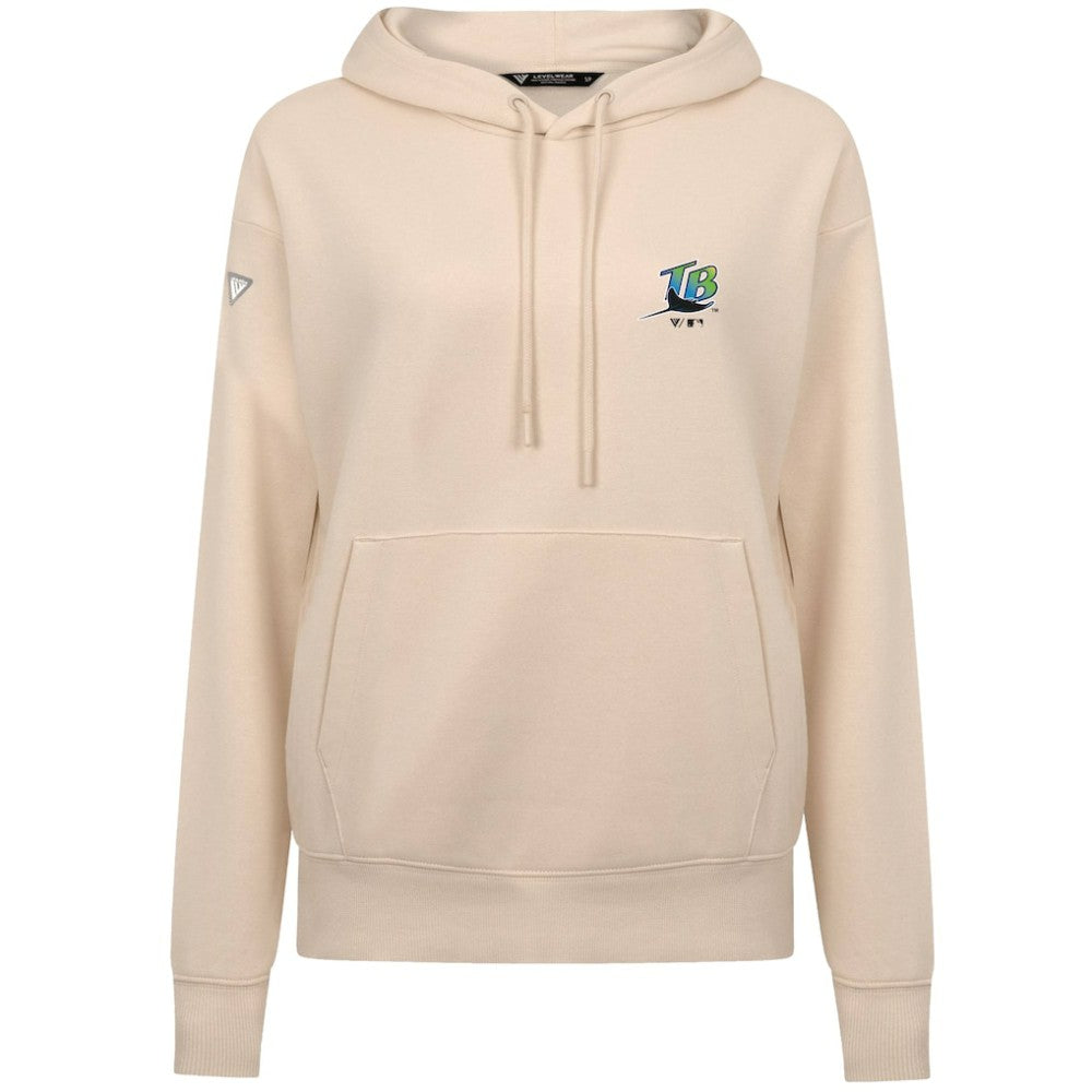 Khaki Tampa Bay Rays Levelwear Women's Cooperstown Collection Adorn Core Logo Pullover Hoodie