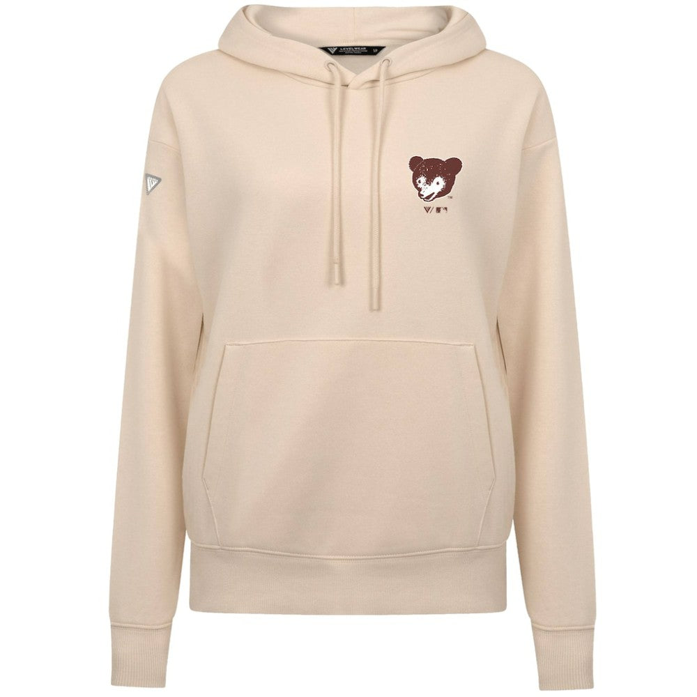 Khaki Chicago Cubs Levelwear Women's Cooperstown Collection Adorn Core Logo Pullover Hoodie