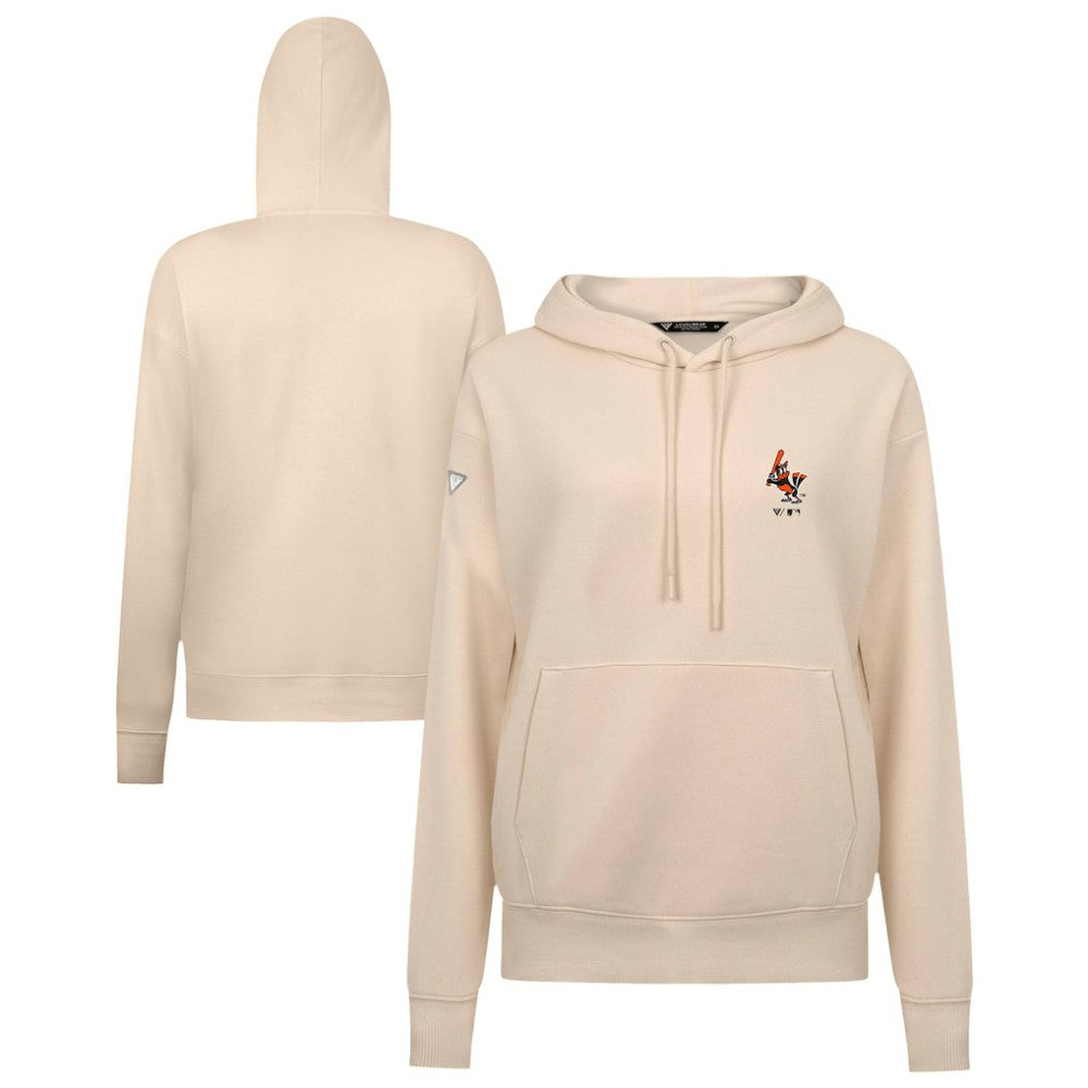 Khaki Baltimore Orioles Levelwear Women's Cooperstown Collection Adorn Core Logo Pullover Hoodie