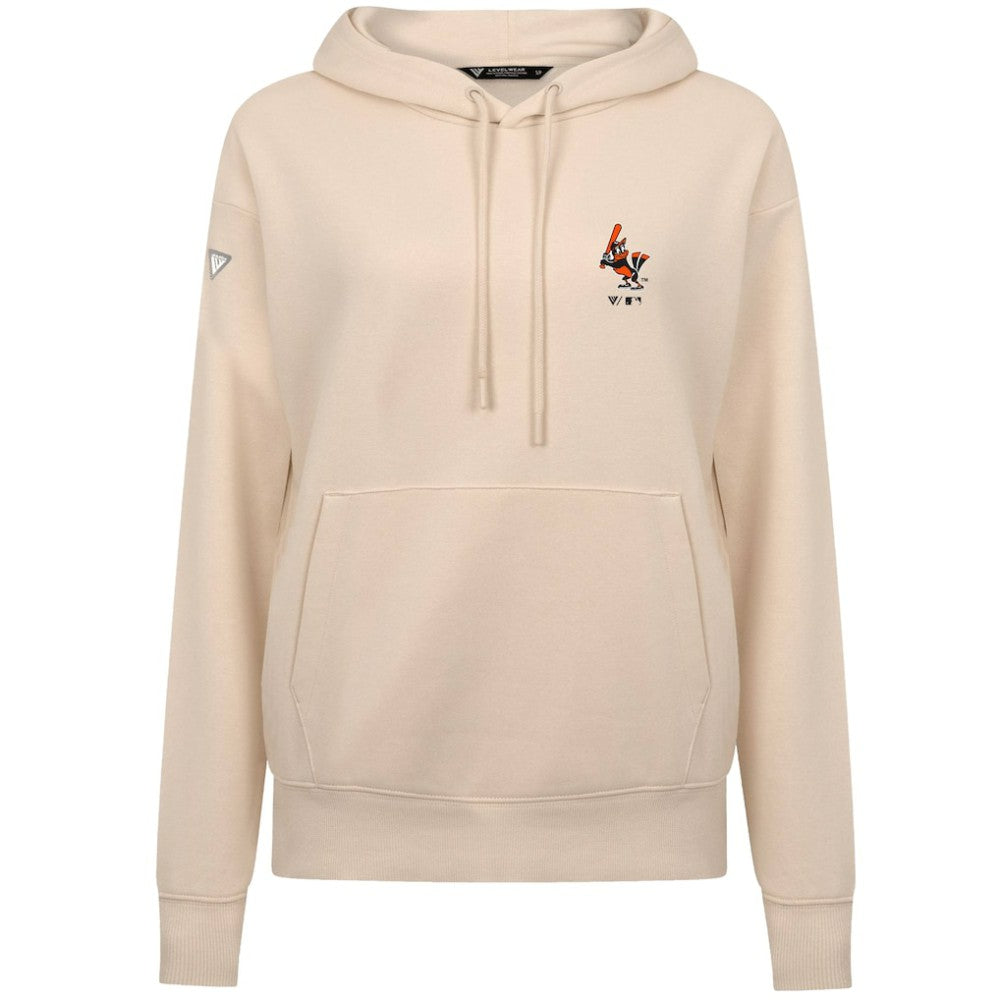 Khaki Baltimore Orioles Levelwear Women's Cooperstown Collection Adorn Core Logo Pullover Hoodie