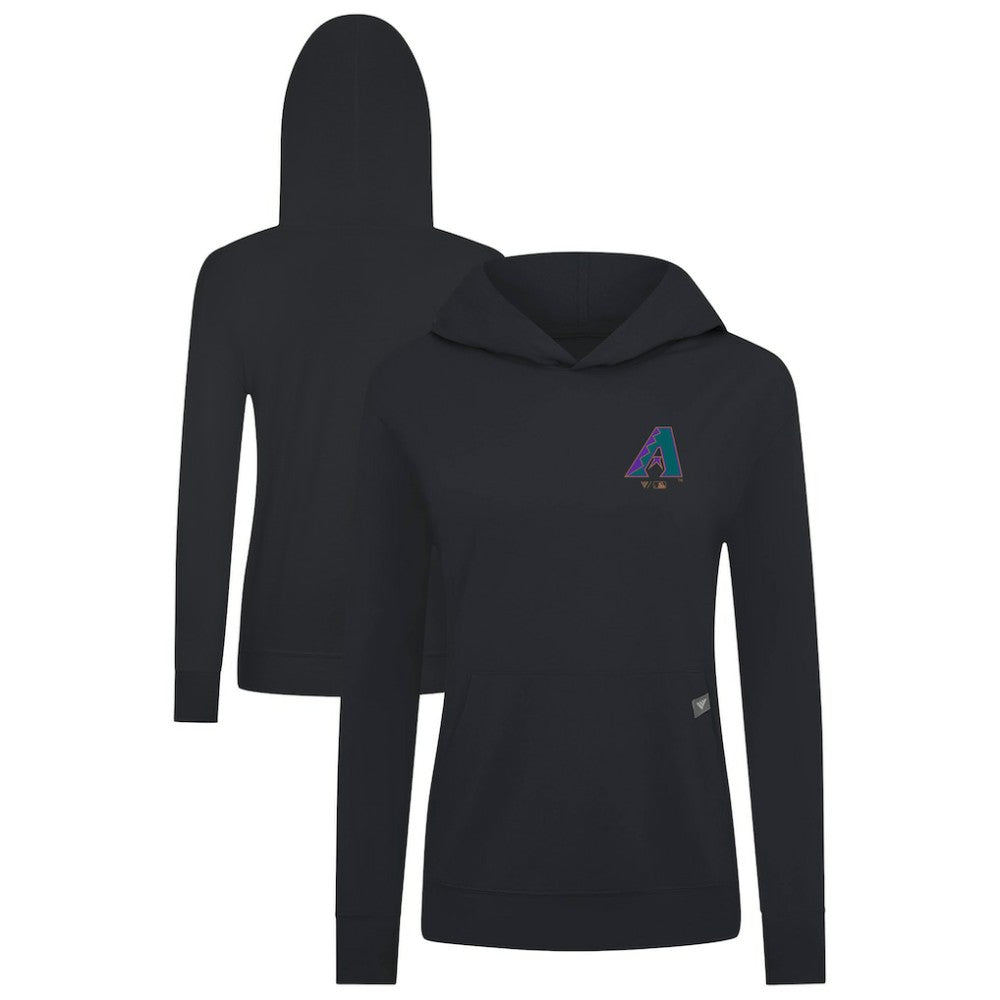 Black Arizona Diamondbacks Levelwear Women's Cooperstown Collection Relay Core Logo Pullover Hoodie