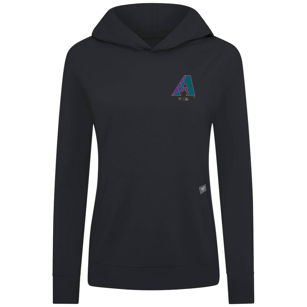 Black Arizona Diamondbacks Levelwear Women's Cooperstown Collection Relay Core Logo Pullover Hoodie