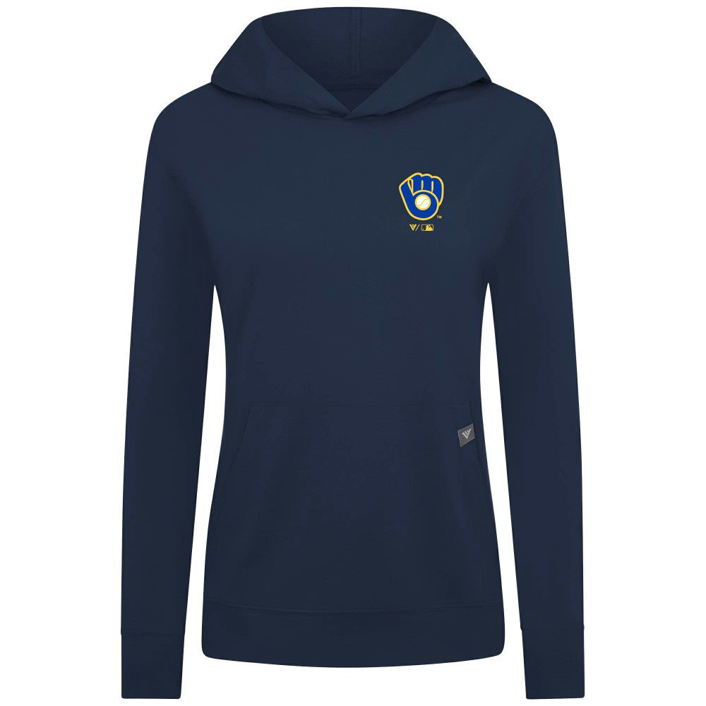 Navy Milwaukee Brewers Levelwear Women's Cooperstown Collection Relay Core Logo Pullover Hoodie