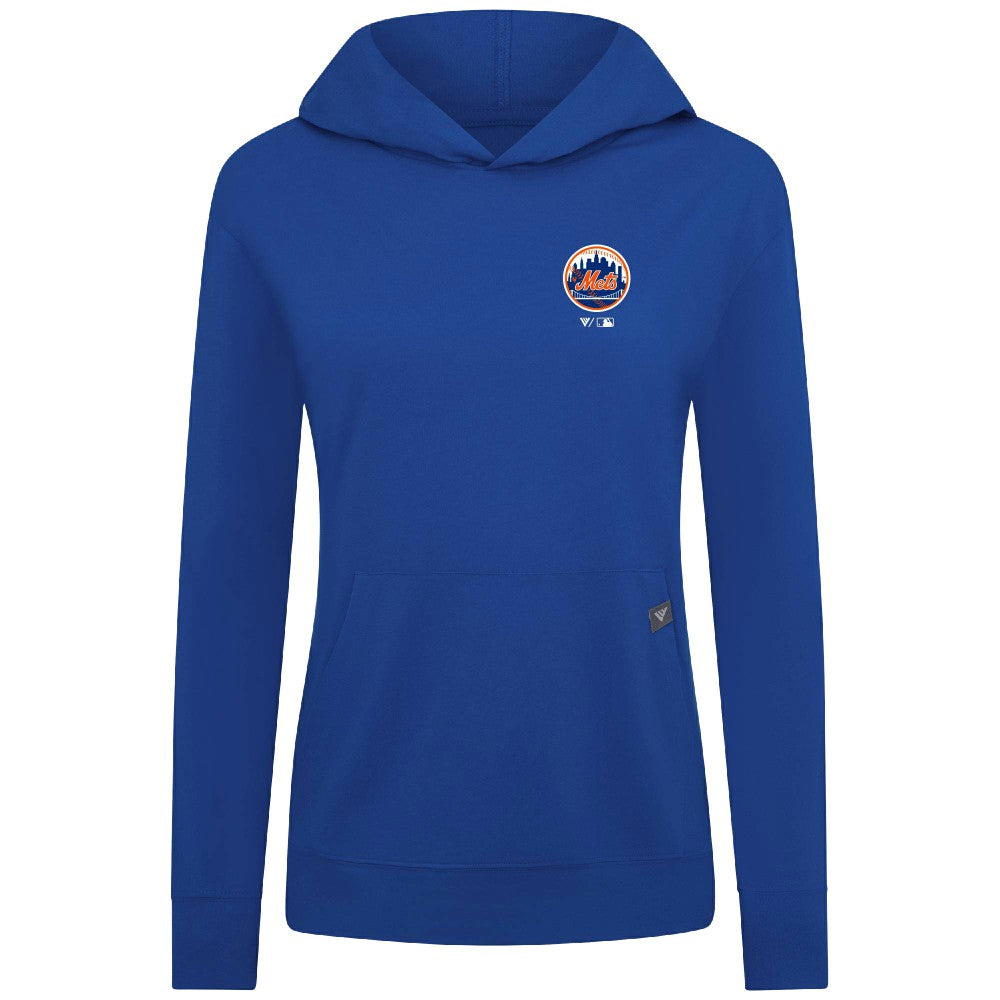 Royal New York Mets Levelwear Women's Cooperstown Collection Relay Core Logo Pullover Hoodie