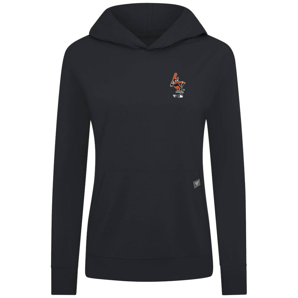 Black Baltimore Orioles Levelwear Women's Cooperstown Collection Relay Core Logo Pullover Hoodie