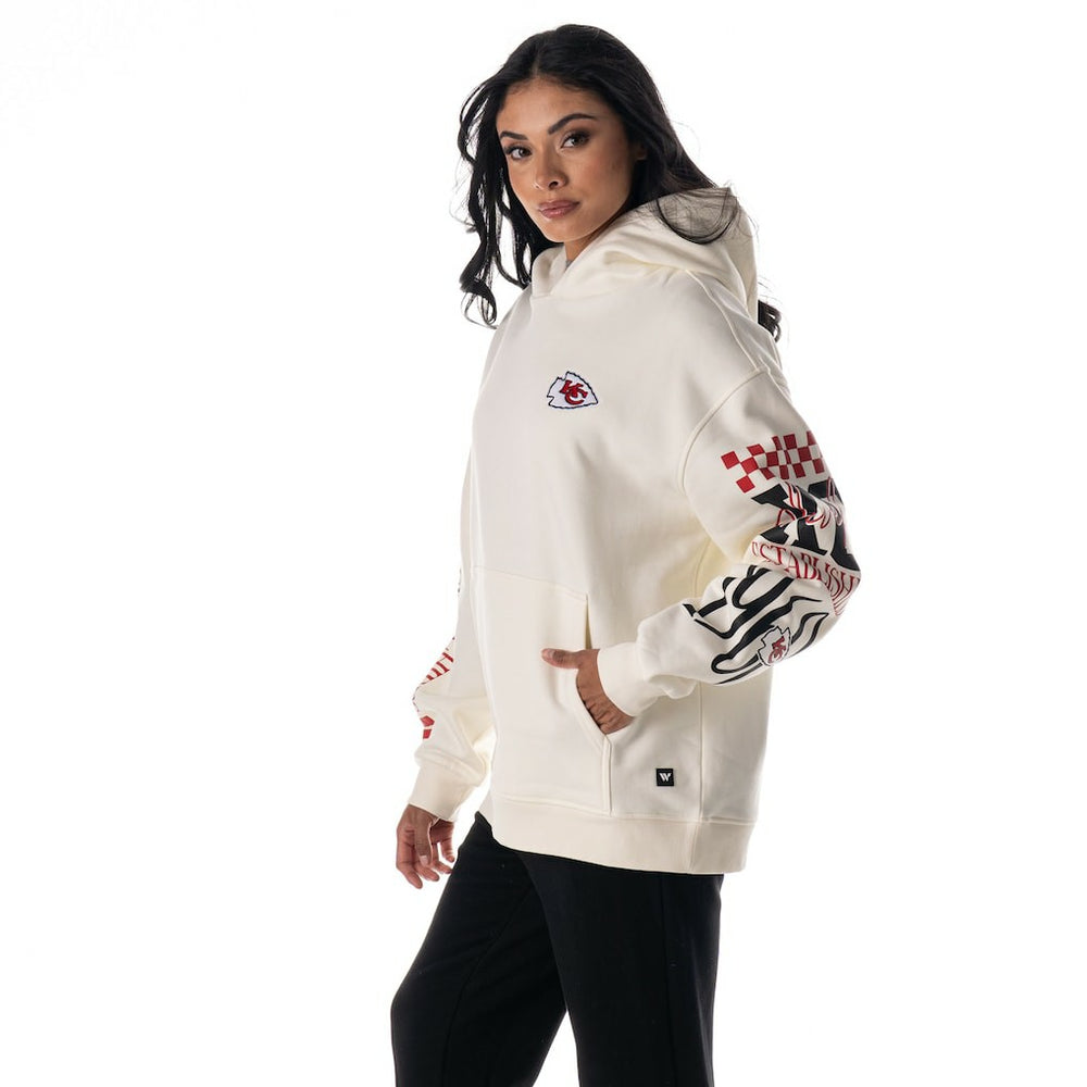 The Wild Collective Unisex Stacked Graphic Sleeve Fleece Hoodie - Kansas City Chiefs Hoodies