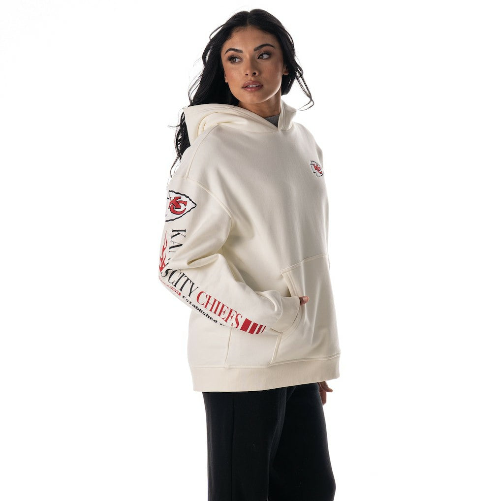 The Wild Collective Unisex Stacked Graphic Sleeve Fleece Hoodie - Kansas City Chiefs Hoodies