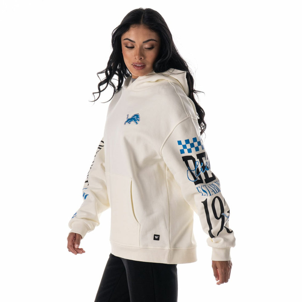 The Wild Collective Unisex Stacked Graphic Sleeve Fleece Hoodie - Detroit Lions Hoodies