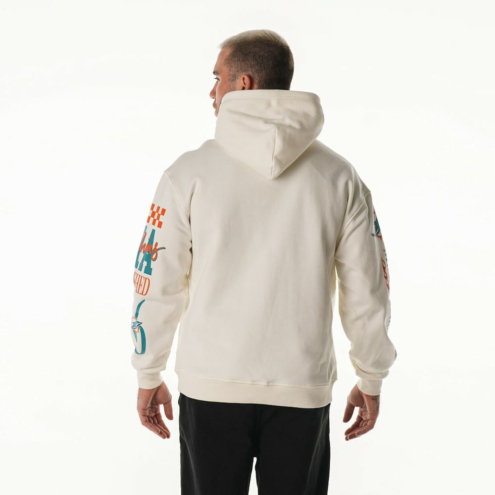 The Wild Collective Unisex Stacked Graphic Sleeve Fleece Hoodie - Miami Dolphins Hoodies