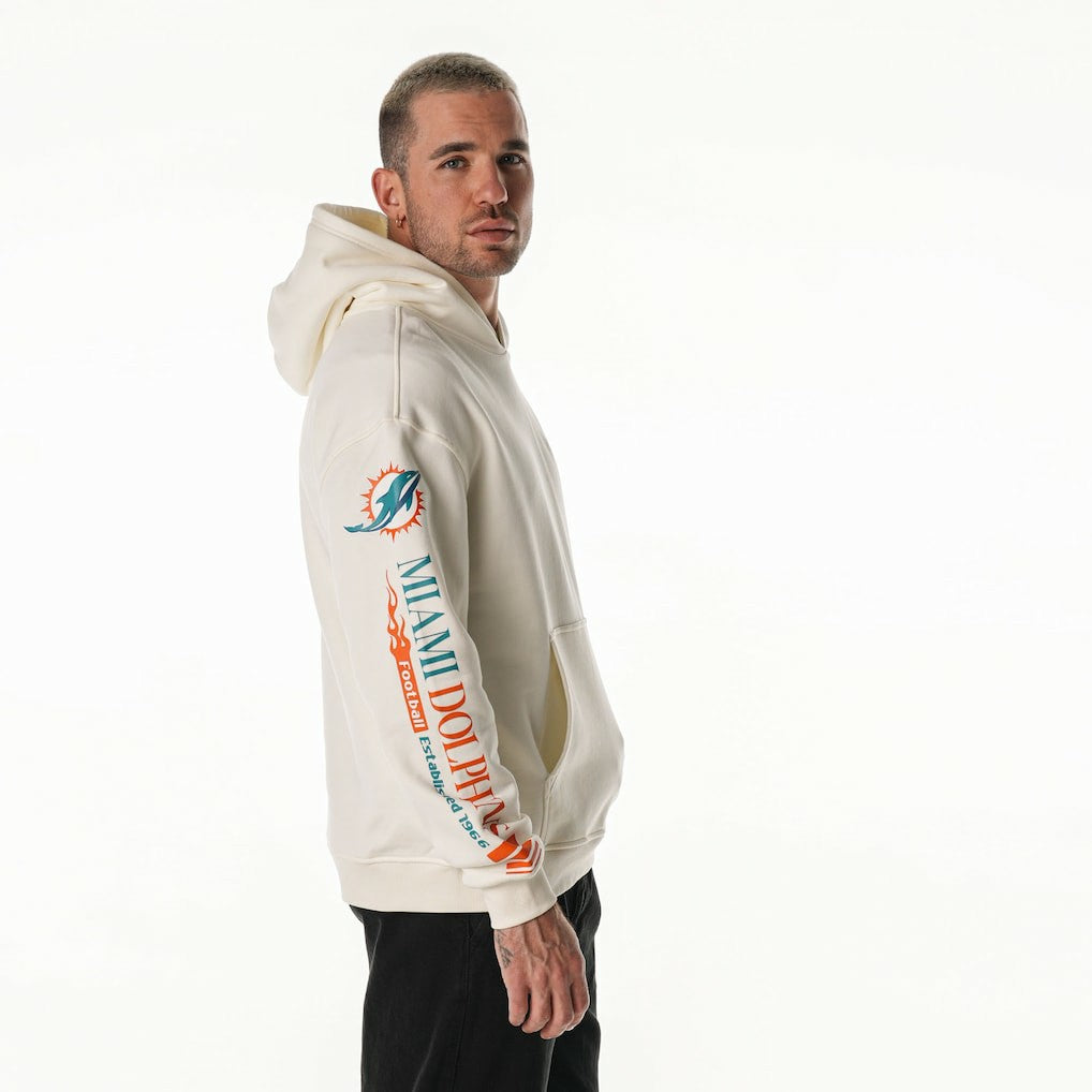 The Wild Collective Unisex Stacked Graphic Sleeve Fleece Hoodie - Miami Dolphins Hoodies
