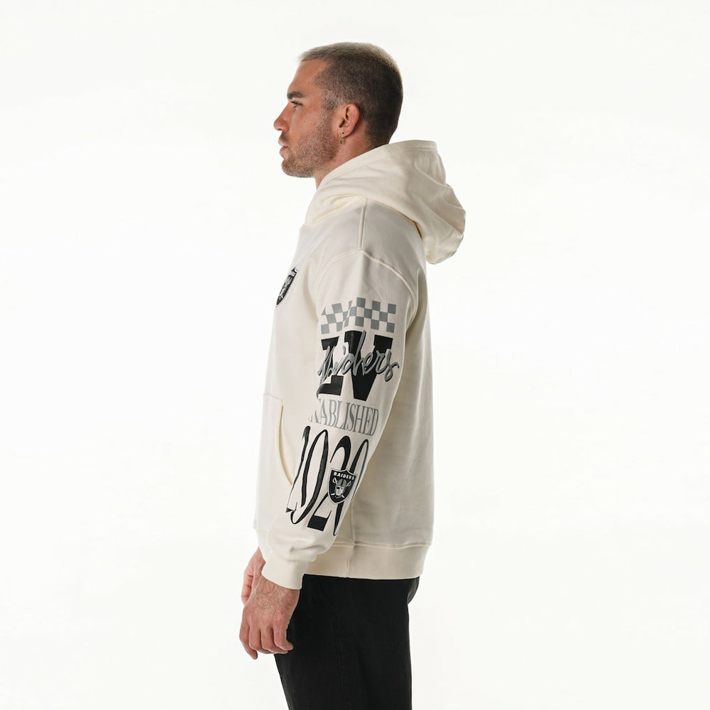 The Wild Collective Unisex Stacked Graphic Sleeve Fleece Hoodie - Las Vegas Raiders Hoodies