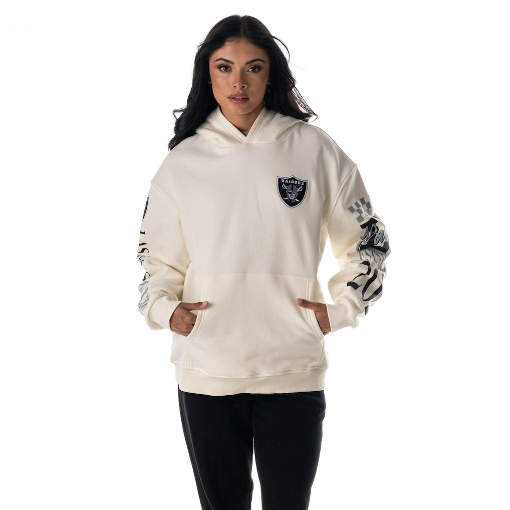 The Wild Collective Unisex Stacked Graphic Sleeve Fleece Hoodie - Las Vegas Raiders Hoodies
