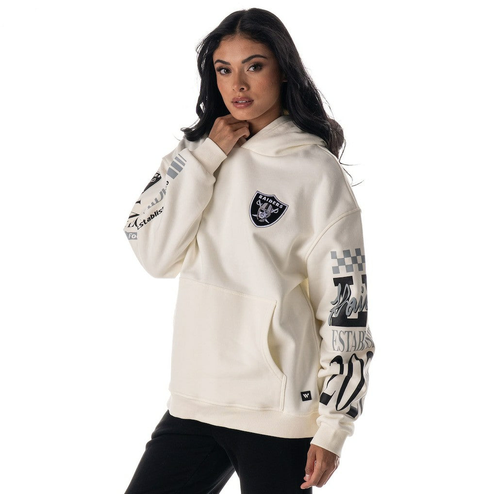 The Wild Collective Unisex Stacked Graphic Sleeve Fleece Hoodie - Las Vegas Raiders Hoodies