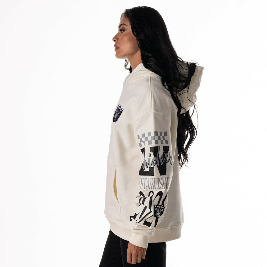 The Wild Collective Unisex Stacked Graphic Sleeve Fleece Hoodie - Las Vegas Raiders Hoodies