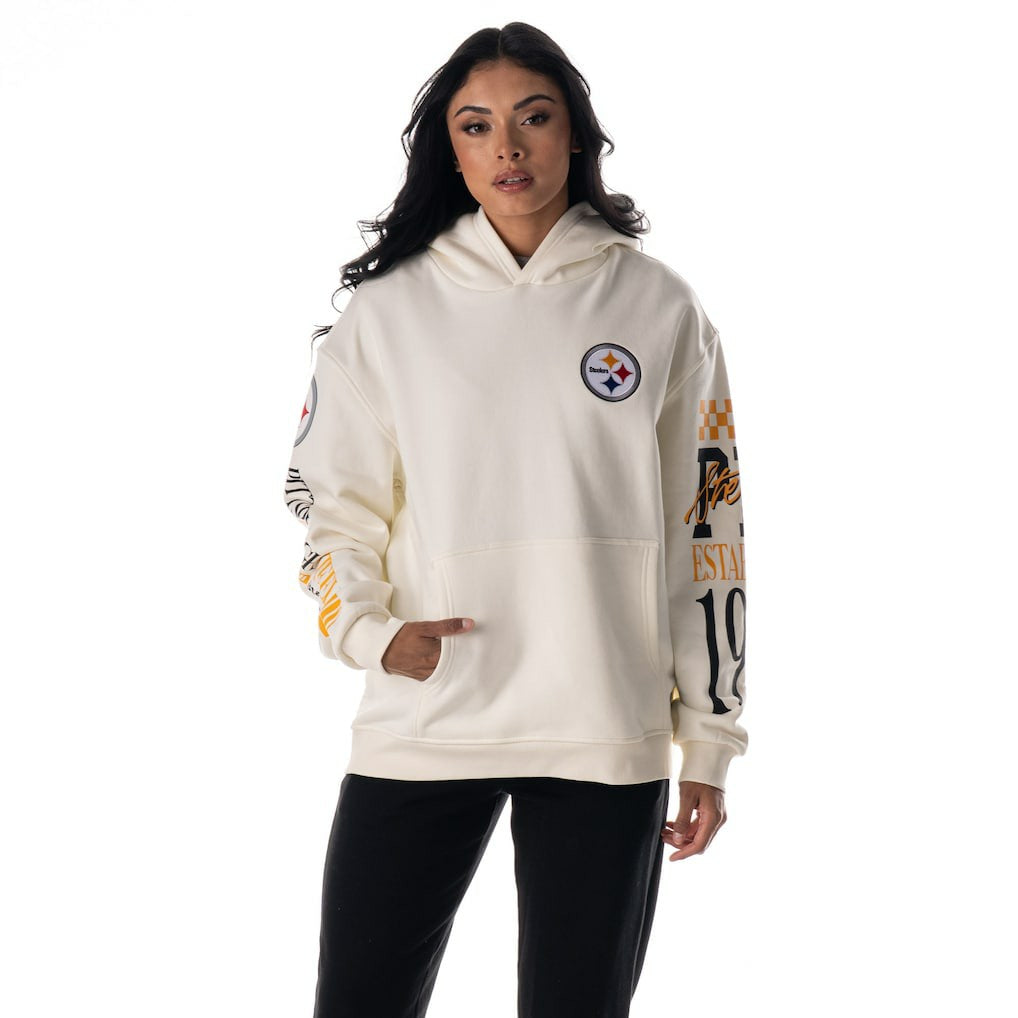 The Wild Collective Unisex Stacked Graphic Sleeve Fleece Hoodie - Pittsburgh Steelers Hoodies