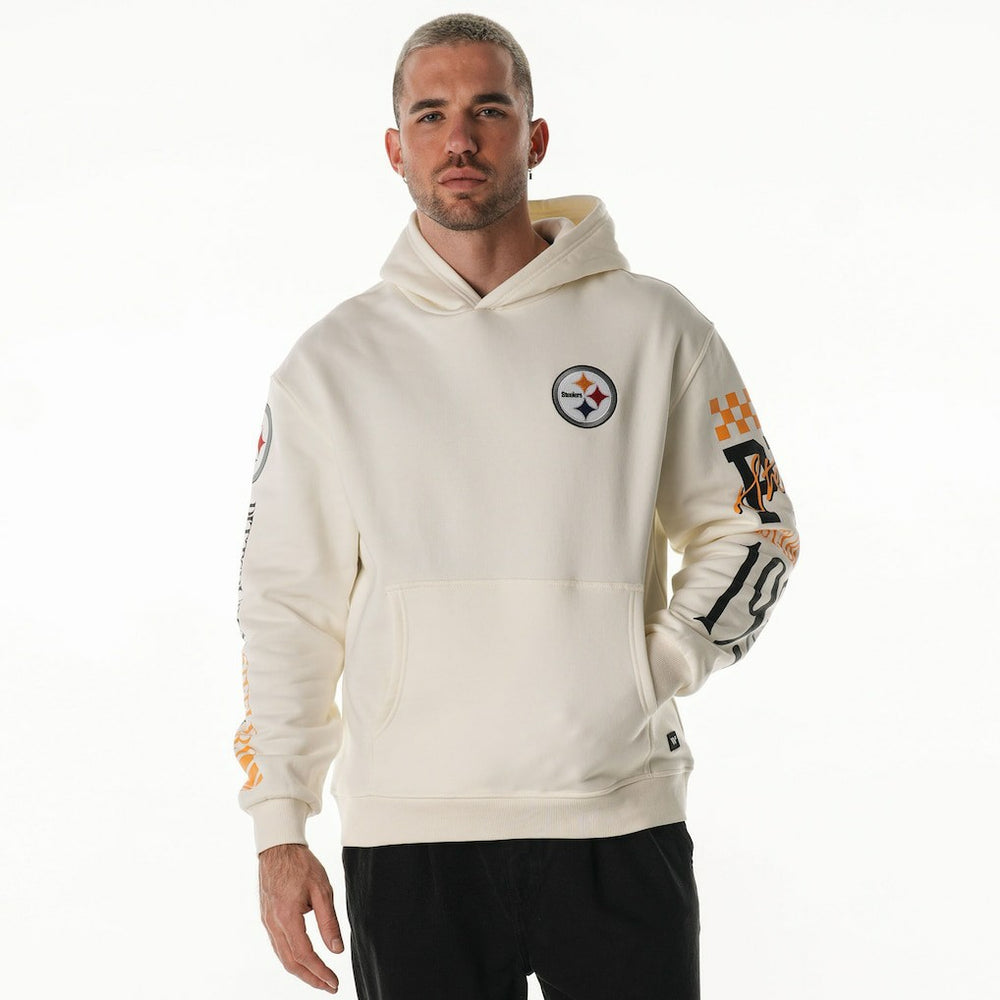 The Wild Collective Unisex Stacked Graphic Sleeve Fleece Hoodie - Pittsburgh Steelers Hoodies