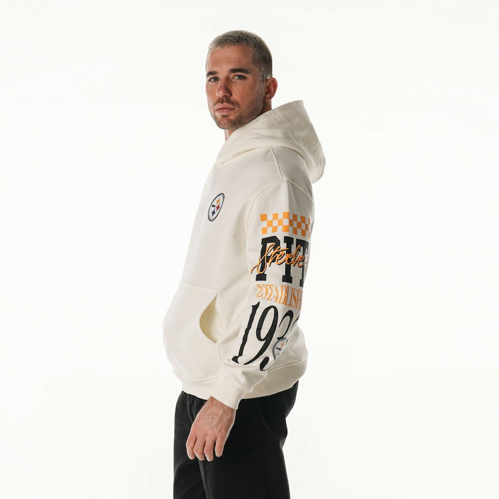 The Wild Collective Unisex Stacked Graphic Sleeve Fleece Hoodie - Pittsburgh Steelers Hoodies