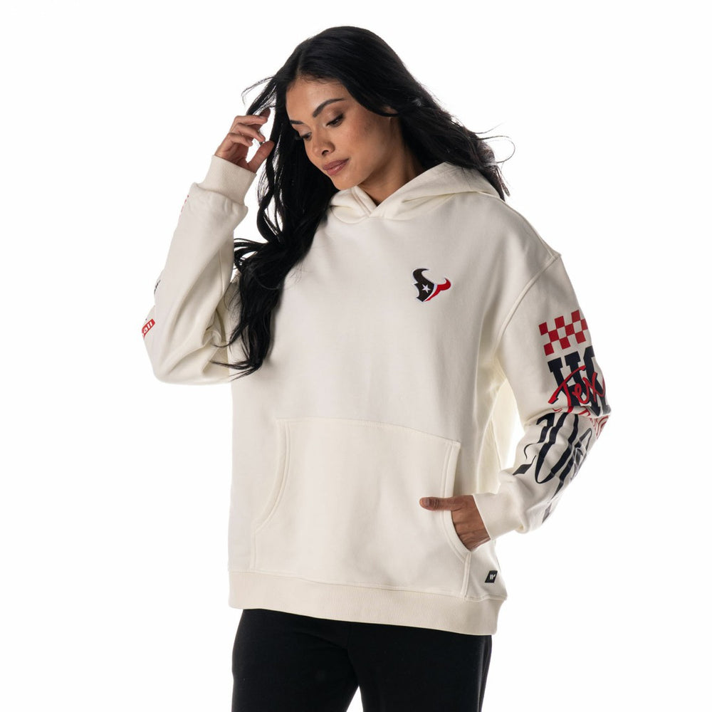 The Wild Collective Unisex Stacked Graphic Sleeve Fleece Hoodie - Houston Texans Hoodies