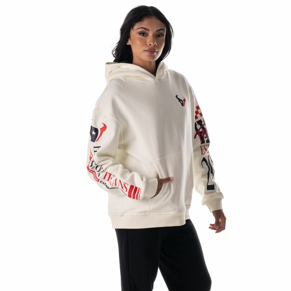 The Wild Collective Unisex Stacked Graphic Sleeve Fleece Hoodie - Houston Texans Hoodies