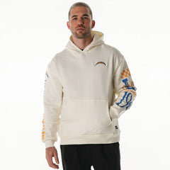 The Wild Collective Unisex Stacked Graphic Sleeve Fleece Hoodie - Los Angeles Chargers Hoodies