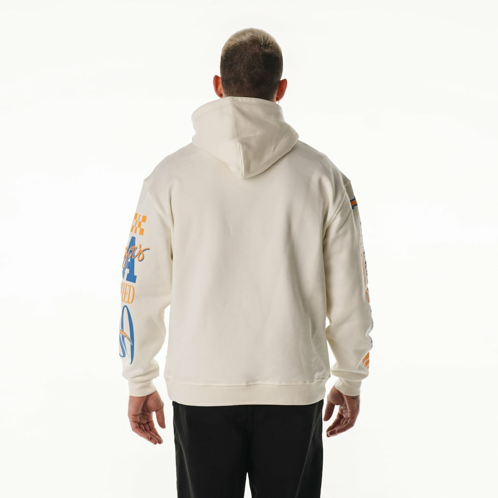 The Wild Collective Unisex Stacked Graphic Sleeve Fleece Hoodie - Los Angeles Chargers Hoodies